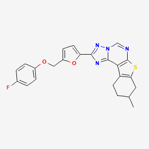 molecular formula C23H19FN4O2S B4381063 2-{5-[(4-fluorophenoxy)methyl]-2-furyl}-9-methyl-8,9,10,11-tetrahydro[1]benzothieno[3,2-e][1,2,4]triazolo[1,5-c]pyrimidine 