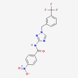 molecular formula C17H12F3N5O3 B4381122 4-nitro-N-{1-[3-(trifluoromethyl)benzyl]-1H-1,2,4-triazol-3-yl}benzamide 