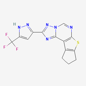 2-[3-(trifluoromethyl)-1H-pyrazol-5-yl]-9,10-dihydro-8H-cyclopenta[4,5]thieno[3,2-e][1,2,4]triazolo[1,5-c]pyrimidine