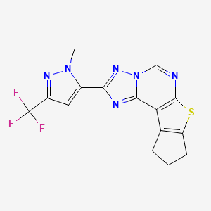 molecular formula C15H11F3N6S B4381161 2-[1-methyl-3-(trifluoromethyl)-1H-pyrazol-5-yl]-9,10-dihydro-8H-cyclopenta[4,5]thieno[3,2-e][1,2,4]triazolo[1,5-c]pyrimidine 