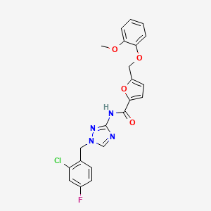 molecular formula C22H18ClFN4O4 B4381181 N-[1-(2-chloro-4-fluorobenzyl)-1H-1,2,4-triazol-3-yl]-5-[(2-methoxyphenoxy)methyl]-2-furamide 