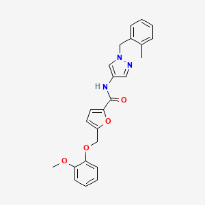 molecular formula C24H23N3O4 B4381190 5-[(2-methoxyphenoxy)methyl]-N-[1-(2-methylbenzyl)-1H-pyrazol-4-yl]-2-furamide 