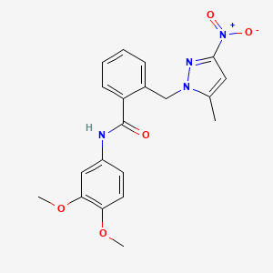 N-(3,4-dimethoxyphenyl)-2-[(5-methyl-3-nitro-1H-pyrazol-1-yl)methyl]benzamide