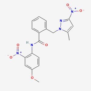 N-(4-methoxy-2-nitrophenyl)-2-[(5-methyl-3-nitro-1H-pyrazol-1-yl)methyl]benzamide