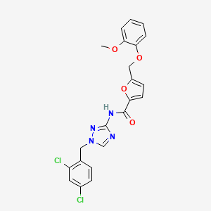 molecular formula C22H18Cl2N4O4 B4381280 N-[1-(2,4-dichlorobenzyl)-1H-1,2,4-triazol-3-yl]-5-[(2-methoxyphenoxy)methyl]-2-furamide 