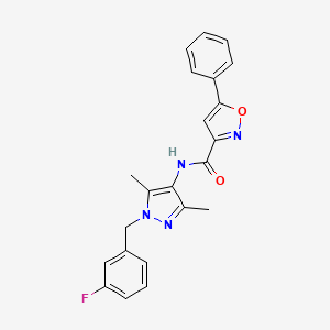 molecular formula C22H19FN4O2 B4381341 N-[1-(3-fluorobenzyl)-3,5-dimethyl-1H-pyrazol-4-yl]-5-phenyl-3-isoxazolecarboxamide 