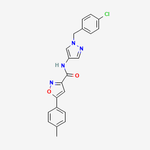 molecular formula C21H17ClN4O2 B4381347 N-[1-(4-chlorobenzyl)-1H-pyrazol-4-yl]-5-(4-methylphenyl)-3-isoxazolecarboxamide 