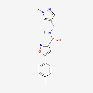 molecular formula C16H16N4O2 B4381356 5-(4-methylphenyl)-N-[(1-methyl-1H-pyrazol-4-yl)methyl]-3-isoxazolecarboxamide 