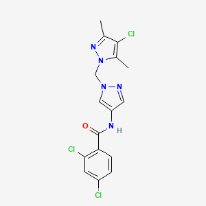 molecular formula C16H14Cl3N5O B4381428 2,4-DICHLORO-N~1~-{1-[(4-CHLORO-3,5-DIMETHYL-1H-PYRAZOL-1-YL)METHYL]-1H-PYRAZOL-4-YL}BENZAMIDE 