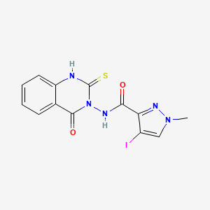 molecular formula C13H10IN5O2S B4381436 4-IODO-1-METHYL-N-[4-OXO-2-SULFANYL-3(4H)-QUINAZOLINYL]-1H-PYRAZOLE-3-CARBOXAMIDE 