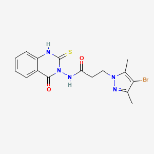 molecular formula C16H16BrN5O2S B4381447 3-(4-BROMO-3,5-DIMETHYL-1H-PYRAZOL-1-YL)-N-[4-OXO-2-SULFANYL-3(4H)-QUINAZOLINYL]PROPANAMIDE 