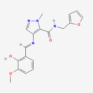 N-(2-FURYLMETHYL)-4-{[(E)-1-(2-HYDROXY-3-METHOXYPHENYL)METHYLIDENE]AMINO}-1-METHYL-1H-PYRAZOLE-5-CARBOXAMIDE