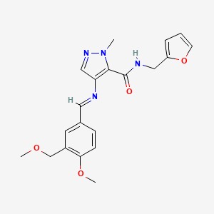 N-(furan-2-ylmethyl)-4-({(E)-[4-methoxy-3-(methoxymethyl)phenyl]methylidene}amino)-1-methyl-1H-pyrazole-5-carboxamide