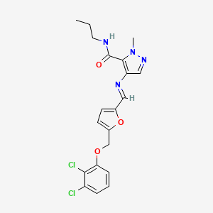 4-[((E)-1-{5-[(2,3-DICHLOROPHENOXY)METHYL]-2-FURYL}METHYLIDENE)AMINO]-1-METHYL-N-PROPYL-1H-PYRAZOLE-5-CARBOXAMIDE