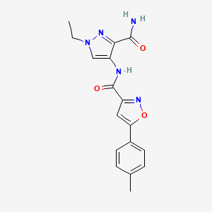 molecular formula C17H17N5O3 B4381541 N-[3-(aminocarbonyl)-1-ethyl-1H-pyrazol-4-yl]-5-(4-methylphenyl)-3-isoxazolecarboxamide 