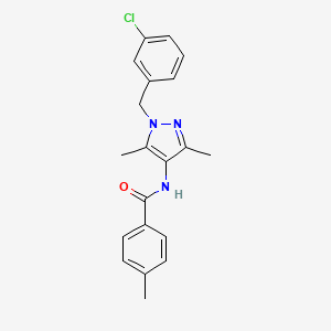 molecular formula C20H20ClN3O B4381570 N-[1-(3-chlorobenzyl)-3,5-dimethyl-1H-pyrazol-4-yl]-4-methylbenzamide 