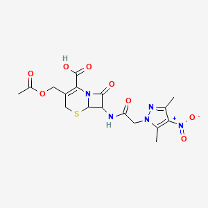 3-[(acetyloxy)methyl]-7-{[(3,5-dimethyl-4-nitro-1H-pyrazol-1-yl)acetyl]amino}-8-oxo-5-thia-1-azabicyclo[4.2.0]oct-2-ene-2-carboxylic acid