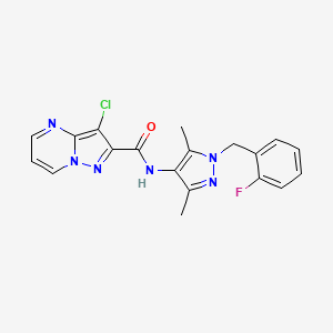 molecular formula C19H16ClFN6O B4381673 3-chloro-N-[1-(2-fluorobenzyl)-3,5-dimethyl-1H-pyrazol-4-yl]pyrazolo[1,5-a]pyrimidine-2-carboxamide 