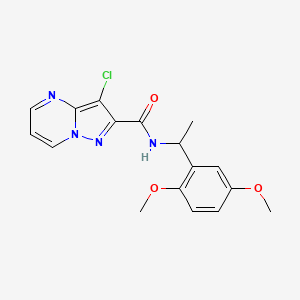 molecular formula C17H17ClN4O3 B4381677 3-chloro-N-[1-(2,5-dimethoxyphenyl)ethyl]pyrazolo[1,5-a]pyrimidine-2-carboxamide 