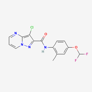 molecular formula C15H11ClF2N4O2 B4381686 3-chloro-N-[4-(difluoromethoxy)-2-methylphenyl]pyrazolo[1,5-a]pyrimidine-2-carboxamide 