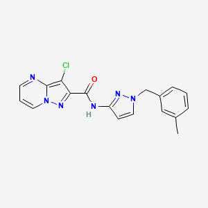 molecular formula C18H15ClN6O B4381701 3-chloro-N-[1-(3-methylbenzyl)-1H-pyrazol-3-yl]pyrazolo[1,5-a]pyrimidine-2-carboxamide 