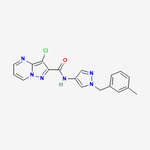 molecular formula C18H15ClN6O B4381704 3-chloro-N-[1-(3-methylbenzyl)-1H-pyrazol-4-yl]pyrazolo[1,5-a]pyrimidine-2-carboxamide 