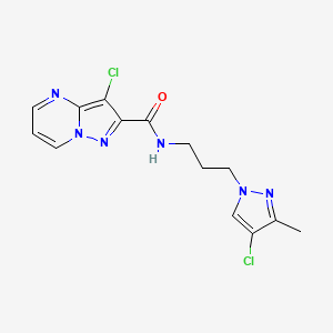 3-chloro-N-[3-(4-chloro-3-methyl-1H-pyrazol-1-yl)propyl]pyrazolo[1,5-a]pyrimidine-2-carboxamide