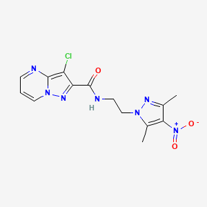 molecular formula C14H14ClN7O3 B4381723 3-chloro-N-[2-(3,5-dimethyl-4-nitro-1H-pyrazol-1-yl)ethyl]pyrazolo[1,5-a]pyrimidine-2-carboxamide 