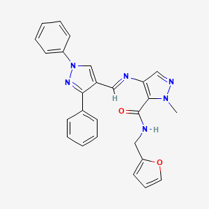 4-{[(E)-1-(1,3-DIPHENYL-1H-PYRAZOL-4-YL)METHYLIDENE]AMINO}-N-(2-FURYLMETHYL)-1-METHYL-1H-PYRAZOLE-5-CARBOXAMIDE