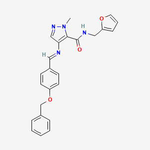 molecular formula C24H22N4O3 B4381764 4-({(E)-1-[4-(BENZYLOXY)PHENYL]METHYLIDENE}AMINO)-N-(2-FURYLMETHYL)-1-METHYL-1H-PYRAZOLE-5-CARBOXAMIDE 