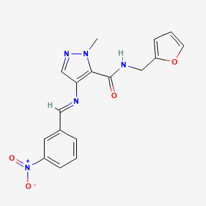 molecular formula C17H15N5O4 B4381774 N-(2-FURYLMETHYL)-1-METHYL-4-{[(E)-1-(3-NITROPHENYL)METHYLIDENE]AMINO}-1H-PYRAZOLE-5-CARBOXAMIDE 