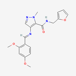 4-{[(E)-1-(2,4-DIMETHOXYPHENYL)METHYLIDENE]AMINO}-N-(2-FURYLMETHYL)-1-METHYL-1H-PYRAZOLE-5-CARBOXAMIDE