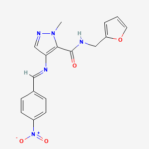 molecular formula C17H15N5O4 B4381803 N-(2-FURYLMETHYL)-1-METHYL-4-{[(E)-1-(4-NITROPHENYL)METHYLIDENE]AMINO}-1H-PYRAZOLE-5-CARBOXAMIDE 