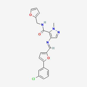 4-({(E)-1-[5-(3-CHLOROPHENYL)-2-FURYL]METHYLIDENE}AMINO)-N-(2-FURYLMETHYL)-1-METHYL-1H-PYRAZOLE-5-CARBOXAMIDE