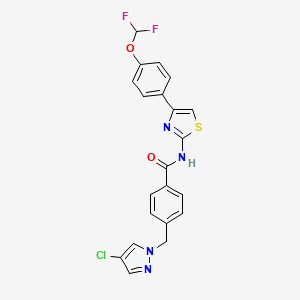 molecular formula C21H15ClF2N4O2S B4381818 4-[(4-chloro-1H-pyrazol-1-yl)methyl]-N-{4-[4-(difluoromethoxy)phenyl]-1,3-thiazol-2-yl}benzamide 