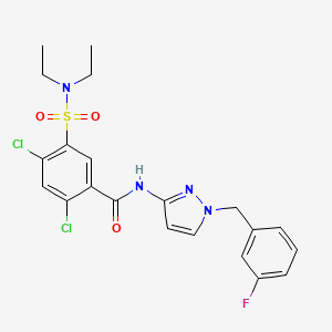 molecular formula C21H21Cl2FN4O3S B4381847 2,4-dichloro-5-[(diethylamino)sulfonyl]-N-[1-(3-fluorobenzyl)-1H-pyrazol-3-yl]benzamide 