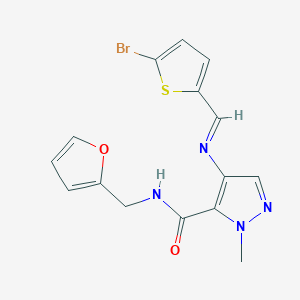 molecular formula C15H13BrN4O2S B4381859 4-{[(E)-1-(5-BROMO-2-THIENYL)METHYLIDENE]AMINO}-N-(2-FURYLMETHYL)-1-METHYL-1H-PYRAZOLE-5-CARBOXAMIDE 