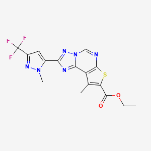 ethyl 9-methyl-2-[1-methyl-3-(trifluoromethyl)-1H-pyrazol-5-yl]thieno[3,2-e][1,2,4]triazolo[1,5-c]pyrimidine-8-carboxylate