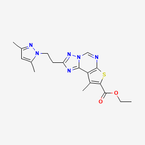 molecular formula C18H20N6O2S B4381940 ethyl 2-[2-(3,5-dimethyl-1H-pyrazol-1-yl)ethyl]-9-methylthieno[3,2-e][1,2,4]triazolo[1,5-c]pyrimidine-8-carboxylate 