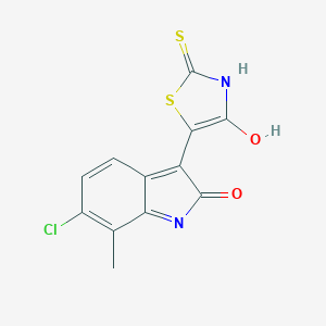 molecular formula C12H7ClN2O2S2 B438198 (3Z)-6-chloro-7-methyl-3-(4-oxo-2-thioxo-1,3-thiazolidin-5-ylidene)-1,3-dihydro-2H-indol-2-one 