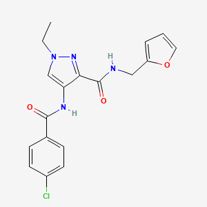 molecular formula C18H17ClN4O3 B4382016 4-[(4-chlorobenzoyl)amino]-1-ethyl-N-(2-furylmethyl)-1H-pyrazole-3-carboxamide 