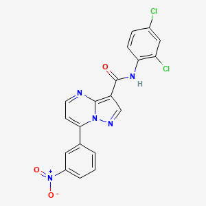 molecular formula C19H11Cl2N5O3 B4382082 N-(2,4-dichlorophenyl)-7-(3-nitrophenyl)pyrazolo[1,5-a]pyrimidine-3-carboxamide 