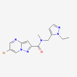 molecular formula C14H15BrN6O B4382089 6-bromo-N-[(1-ethyl-1H-pyrazol-5-yl)methyl]-N-methylpyrazolo[1,5-a]pyrimidine-2-carboxamide 