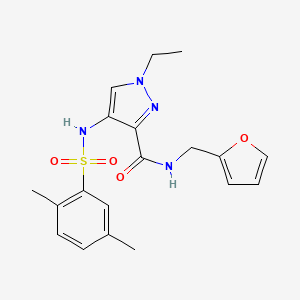 molecular formula C19H22N4O4S B4382097 4-{[(2,5-dimethylphenyl)sulfonyl]amino}-1-ethyl-N-(2-furylmethyl)-1H-pyrazole-3-carboxamide 