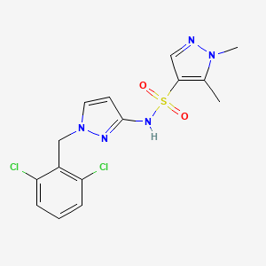 molecular formula C15H15Cl2N5O2S B4382124 N-[1-(2,6-dichlorobenzyl)-1H-pyrazol-3-yl]-1,5-dimethyl-1H-pyrazole-4-sulfonamide 