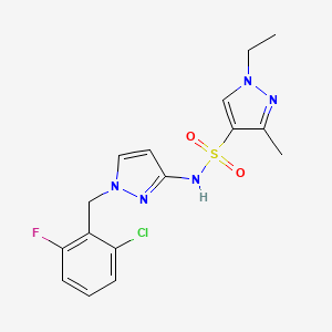 molecular formula C16H17ClFN5O2S B4382145 N-[1-(2-chloro-6-fluorobenzyl)-1H-pyrazol-3-yl]-1-ethyl-3-methyl-1H-pyrazole-4-sulfonamide 