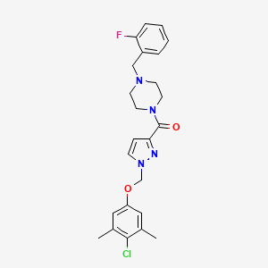 molecular formula C24H26ClFN4O2 B4382261 {1-[(4-CHLORO-3,5-DIMETHYLPHENOXY)METHYL]-1H-PYRAZOL-3-YL}[4-(2-FLUOROBENZYL)PIPERAZINO]METHANONE 