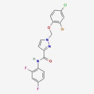 molecular formula C17H11BrClF2N3O2 B4382348 1-[(2-bromo-4-chlorophenoxy)methyl]-N-(2,4-difluorophenyl)-1H-pyrazole-3-carboxamide 