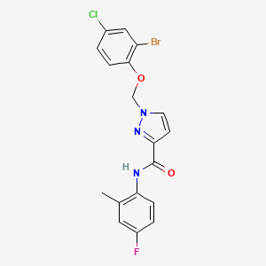 1-[(2-bromo-4-chlorophenoxy)methyl]-N-(4-fluoro-2-methylphenyl)-1H-pyrazole-3-carboxamide