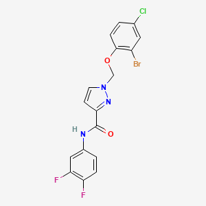 molecular formula C17H11BrClF2N3O2 B4382381 1-[(2-bromo-4-chlorophenoxy)methyl]-N-(3,4-difluorophenyl)-1H-pyrazole-3-carboxamide 